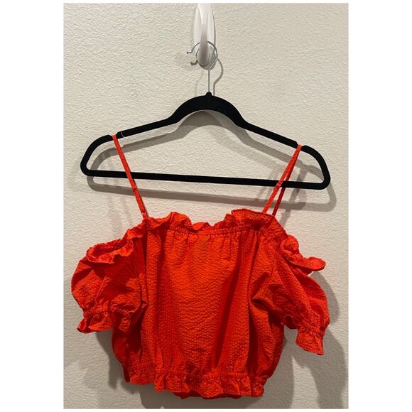 H&M Ruffled Red Spaghetti Straps Crop Top - Picture 4 of 4